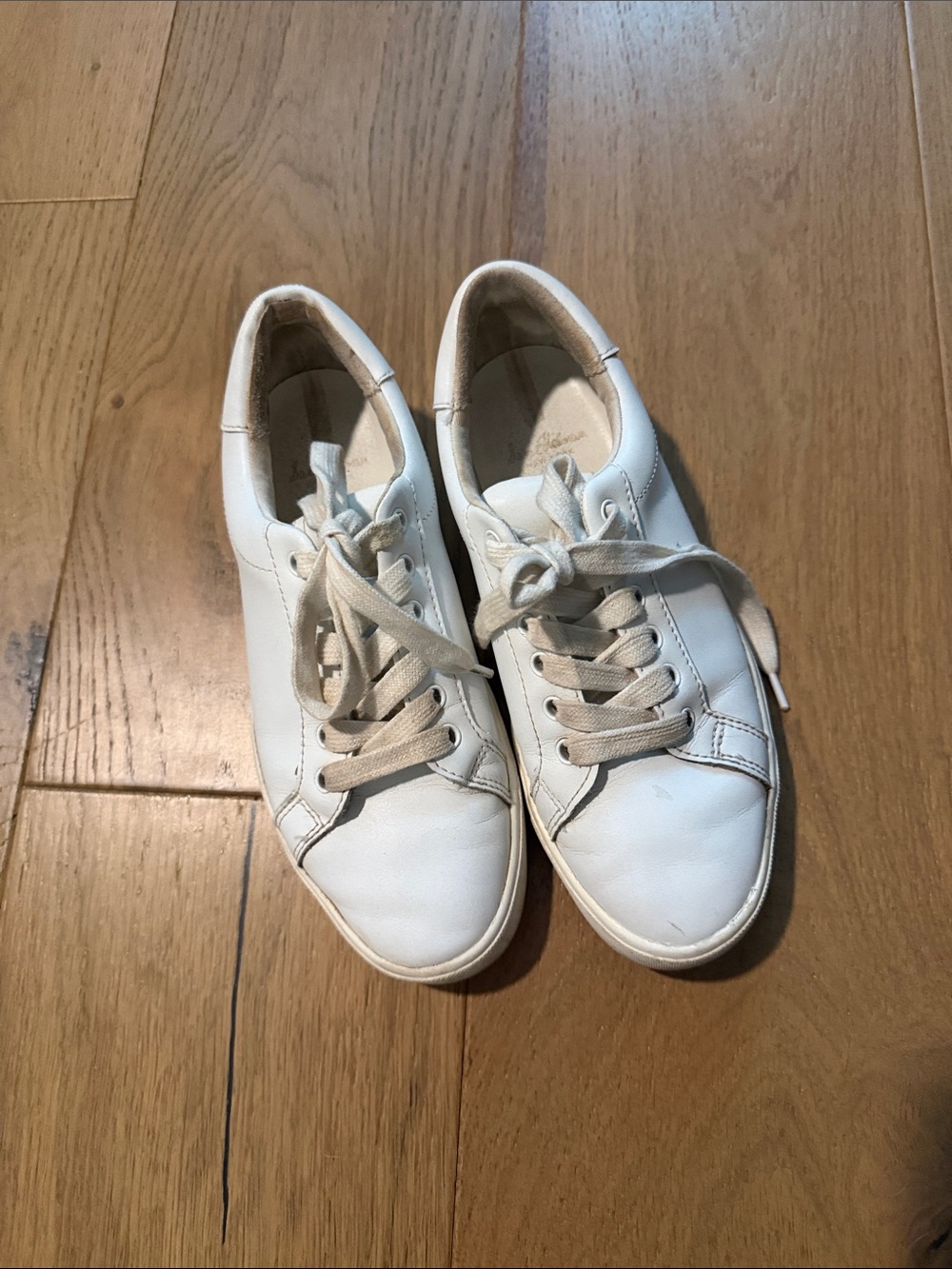 Sam Edelman White Leather Low-Top Lace-Up Sneakers